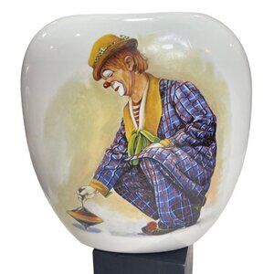 Vintage 1988 Jewell's Gems Fine China Clown Playing Hand Decorated 9" H X 9" W